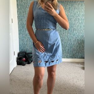 Blue Blanco Embroidered Midi Dress